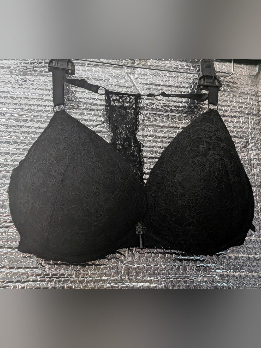 Victoria Secret 38DDD NOIR BLACK Lace Front Close Extreme Lift PU UW Bra